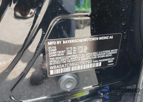 2016 BMW 528I xDrive from USA, damaged, VIN WBA5A7C56GG150793